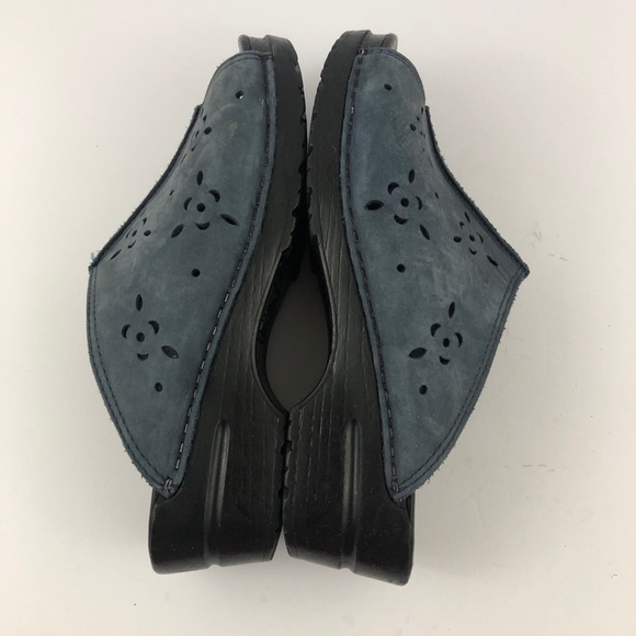 Dansko Shoes Womens 39 Blue Suede Perforated Slip on Open Toe Mules - Picture 7 of 12
